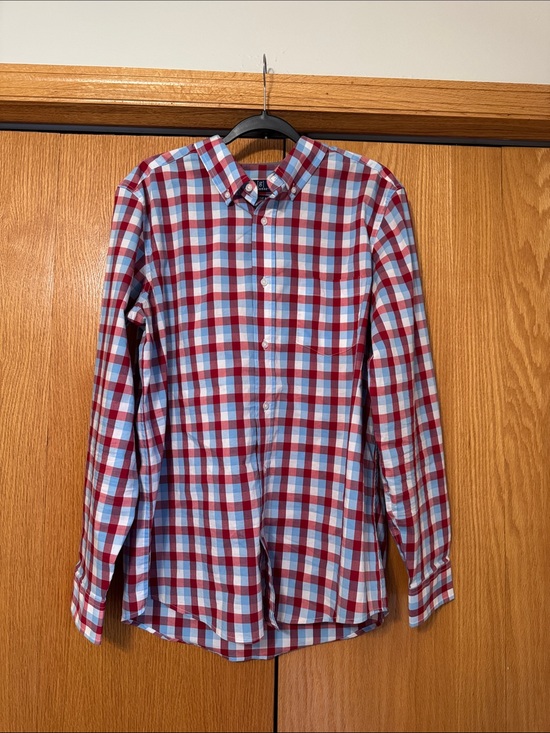 George Other - George Red and Light Blue Plaid Button-Down Shirt